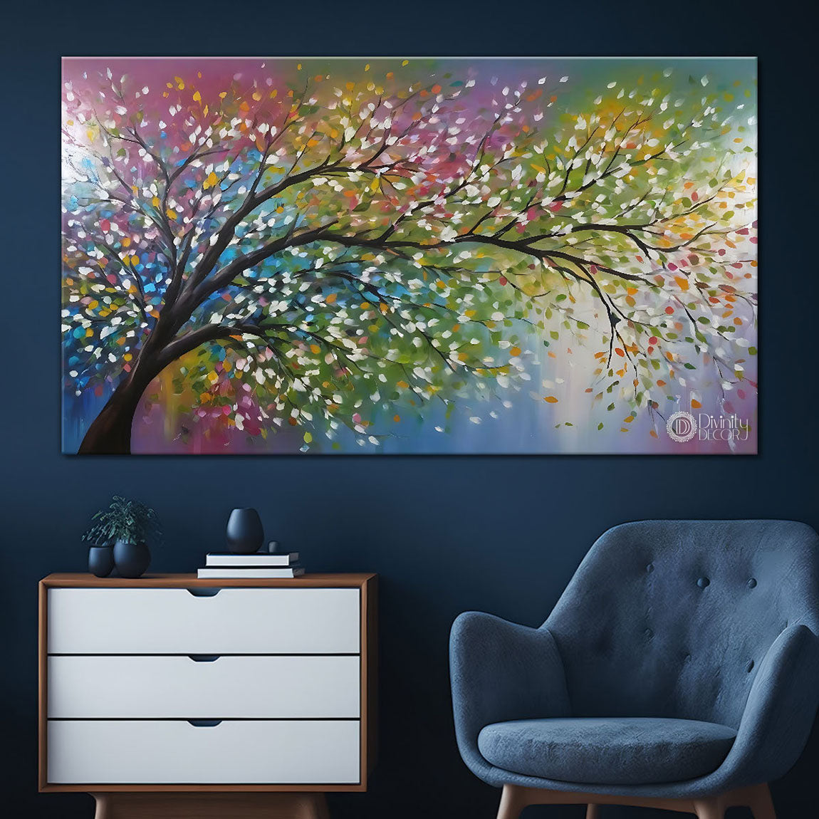 Colorful tree with textured natural art Canvas Painting - Nature Art -54