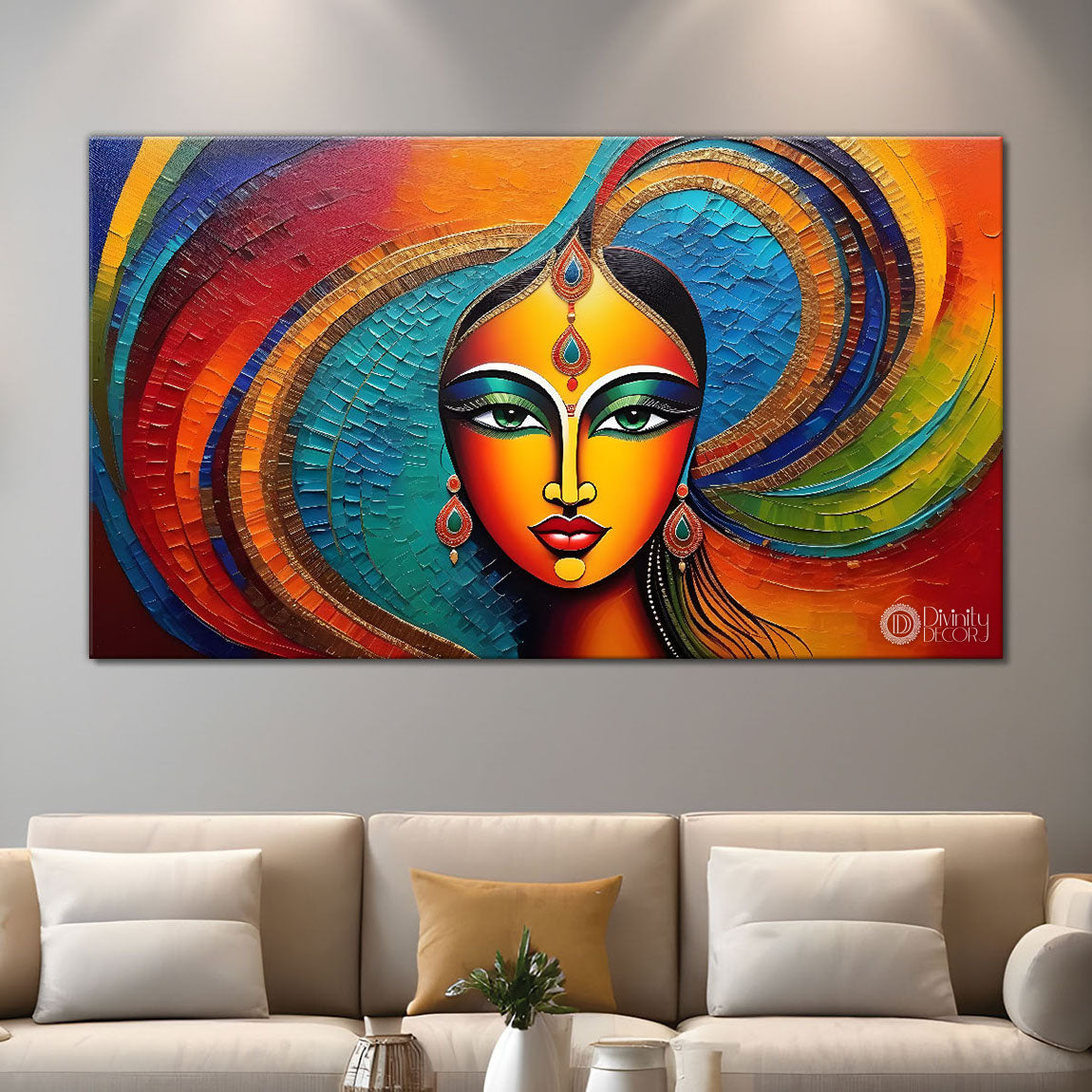 Beautiful lady features face painting Canvas Painting - Design - Modern-L-57