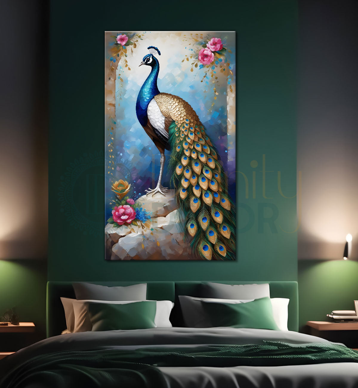 Peacockwith blue background moden art - Design - Peacock-V-5