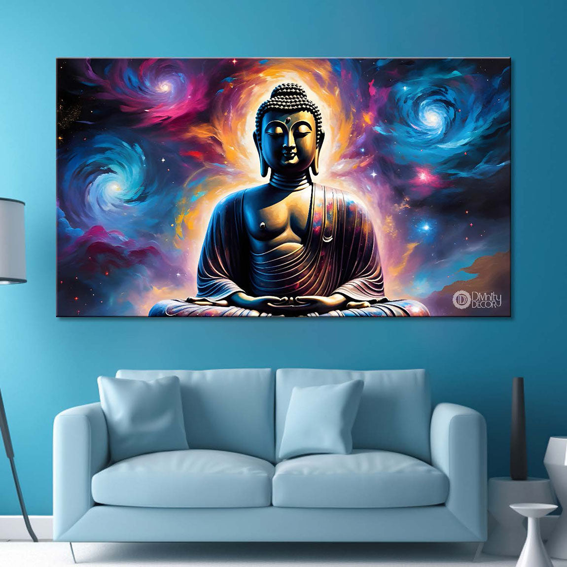 Buddha with galaxy textured painting Canvas Wall Painting - Buddha-61
