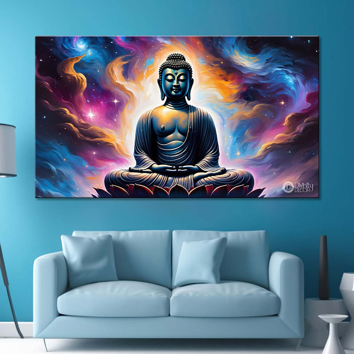 Buddha with galaxy textured painting Canvas Wall Painting - Buddha-62