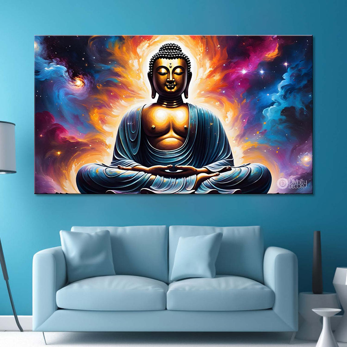 Buddha with galaxy textured painting Canvas Wall Painting - Buddha-63