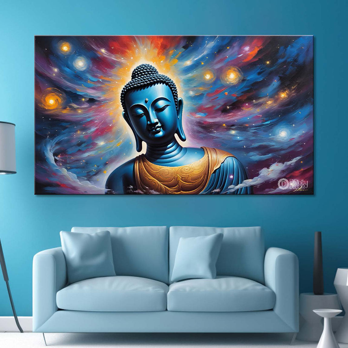 Buddha with galaxy textured painting Canvas Wall Painting - Buddha-64