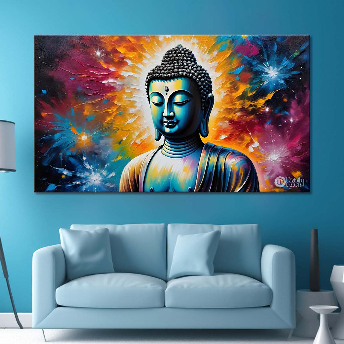Buddha with colorful background textured painting Canvas Wall Painting - Buddha-65