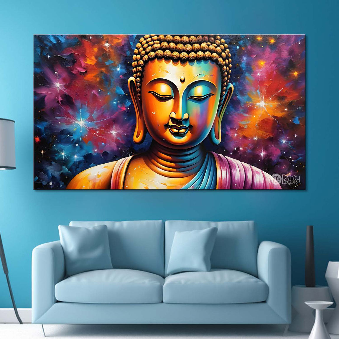 Buddha with colorful background textured painting Canvas Wall Painting - Buddha-66