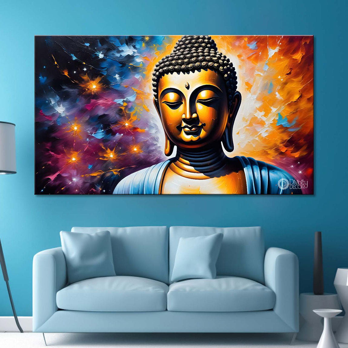 Buddha with colorful background textured painting Canvas Wall Painting - Buddha-67