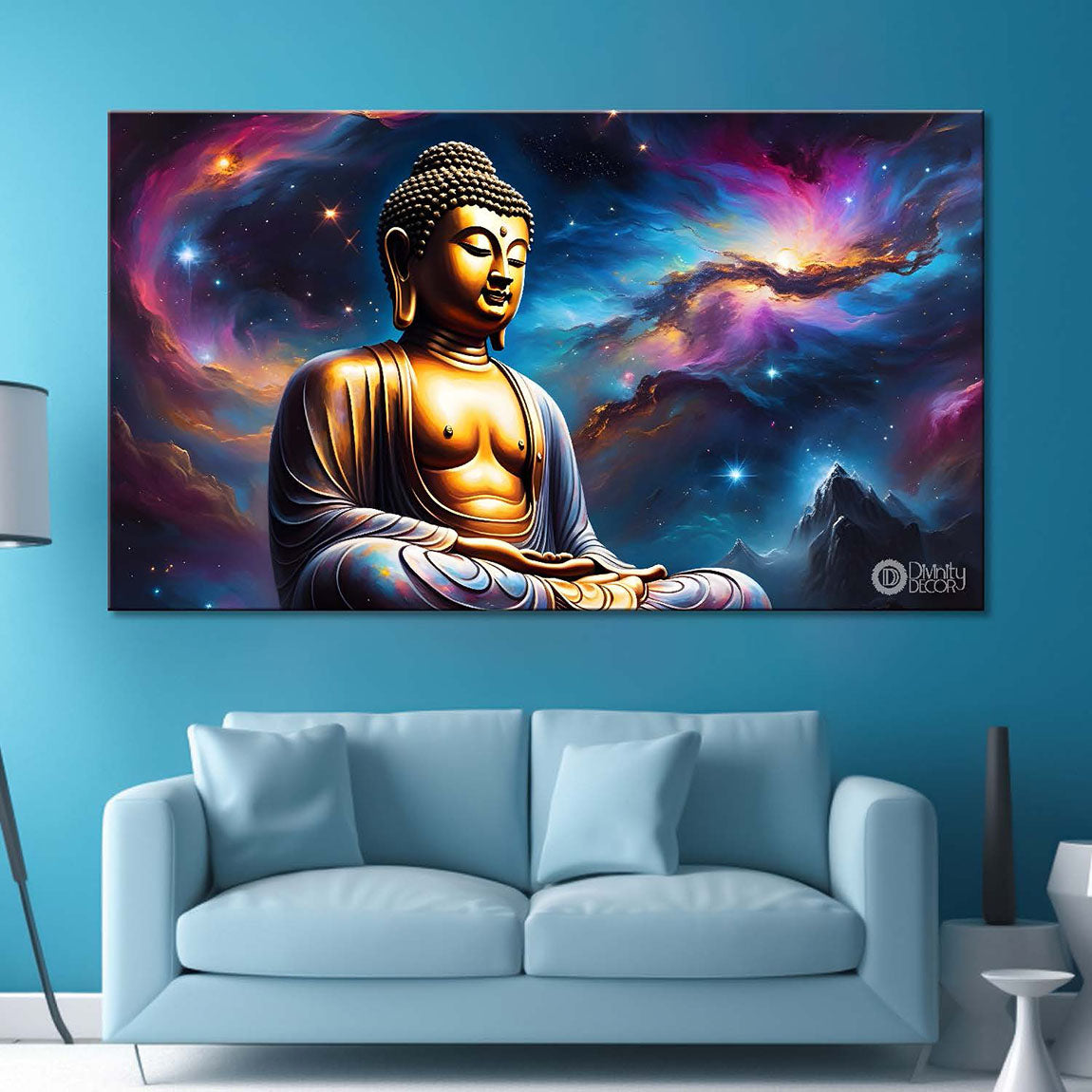 Buddha with galaxy textured painting Canvas Wall Painting - Buddha-68