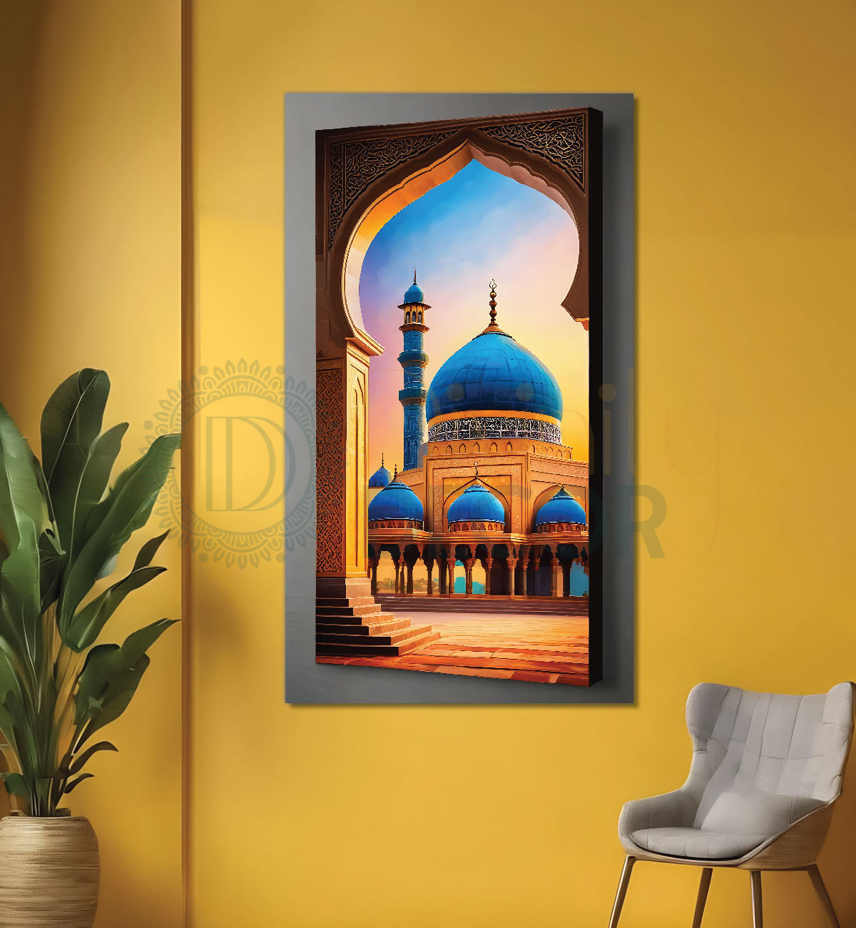 Islamic mosque with beautiful background modern art  - Islamic paintings-V-6