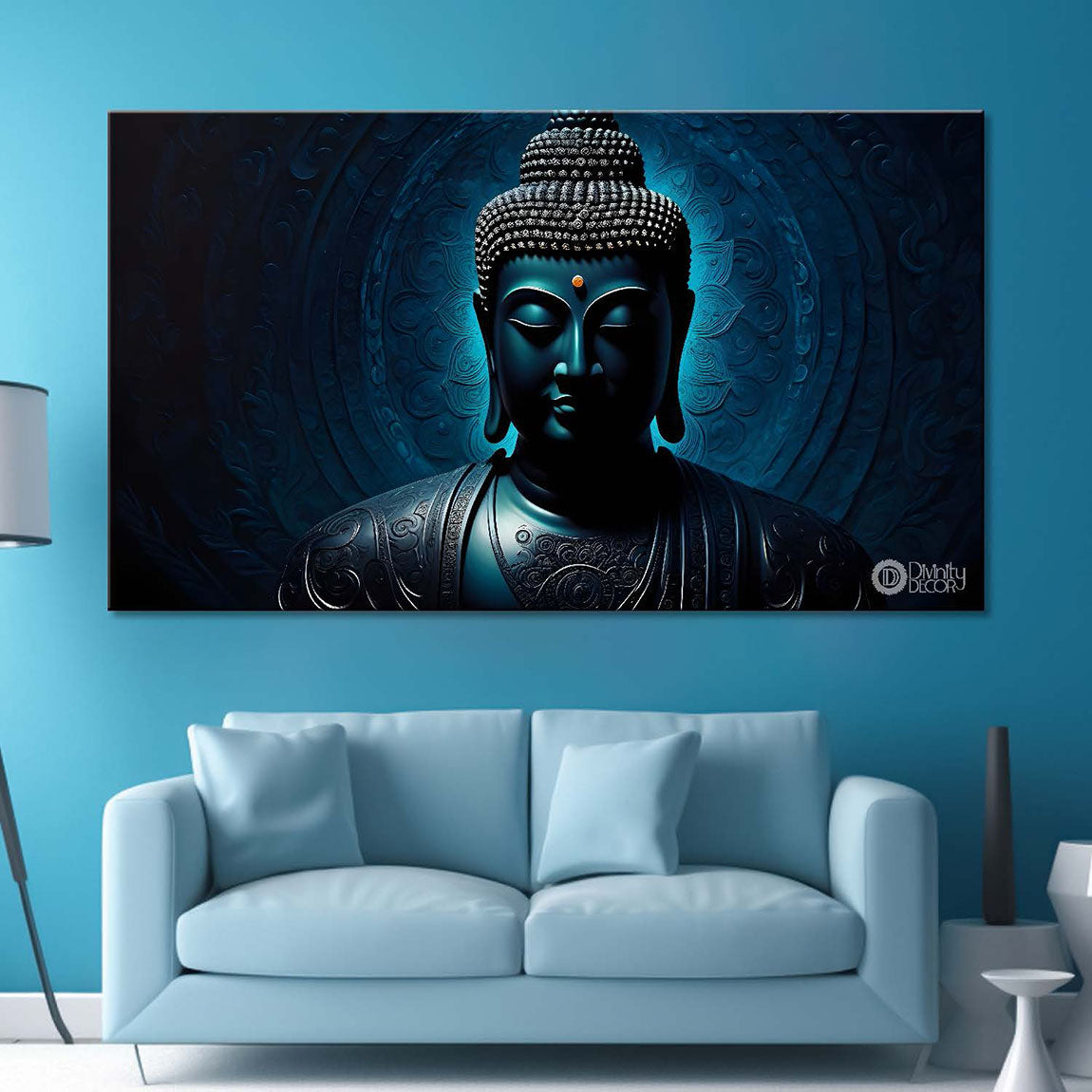 Blue buddha textured painting Canvas Wall Painting - Buddha-73