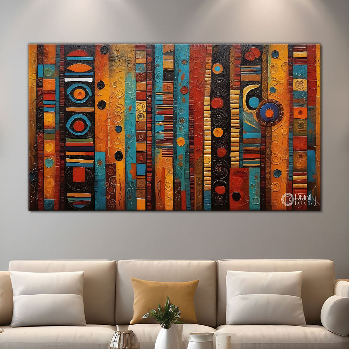 Straight lines in different pattern art Canvas Painting - Design - Modern-L-75