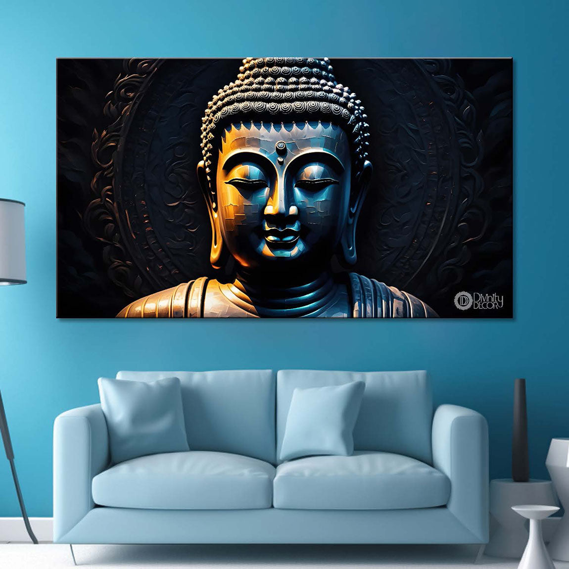Buddha with black background painting Canvas Wall Painting - Buddha-76