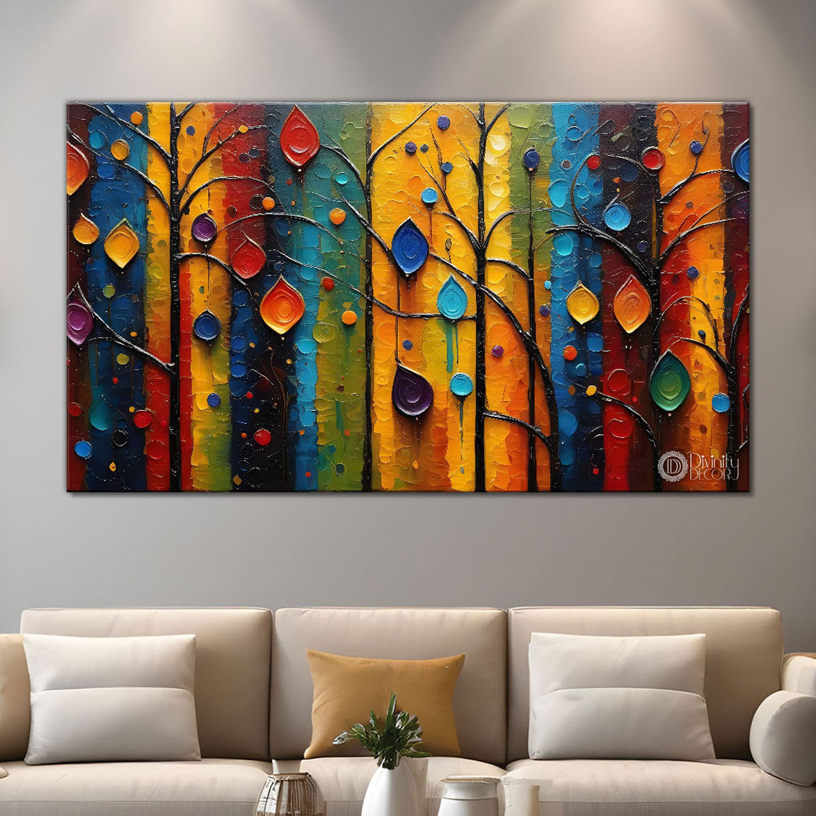Leaf design textured modern art Canvas Painting - Design - Modern-L-76