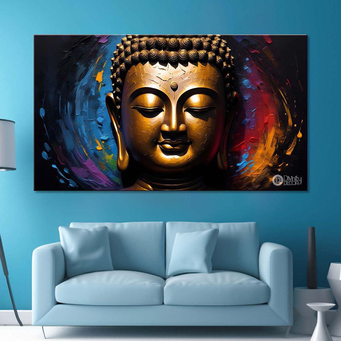 Buddha with colorful background painting Canvas Wall Painting - Buddha-77