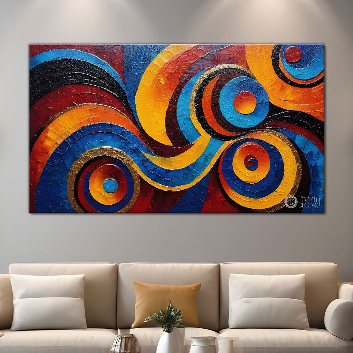 Beautiful waves textured modern art Canvas Painting - Design - Modern-L-79
