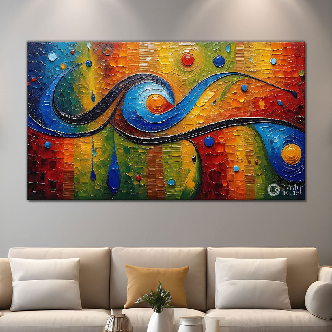 Single wave textured modern art Canvas Painting - Design - Modern-L-82