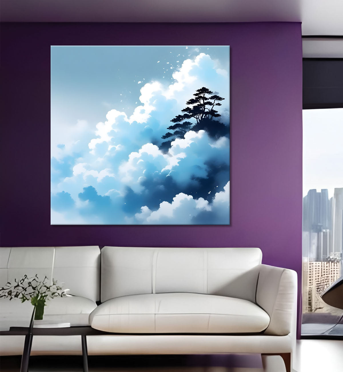 Clouds textured water colour painting 24X24- Nature Art -S-86