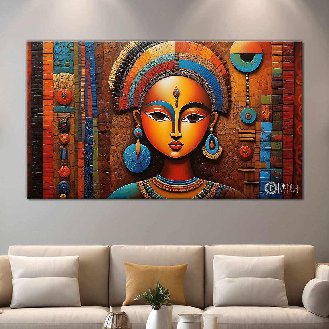 Tribal lady beautiful face art Canvas Painting - Design - Modern-L-87