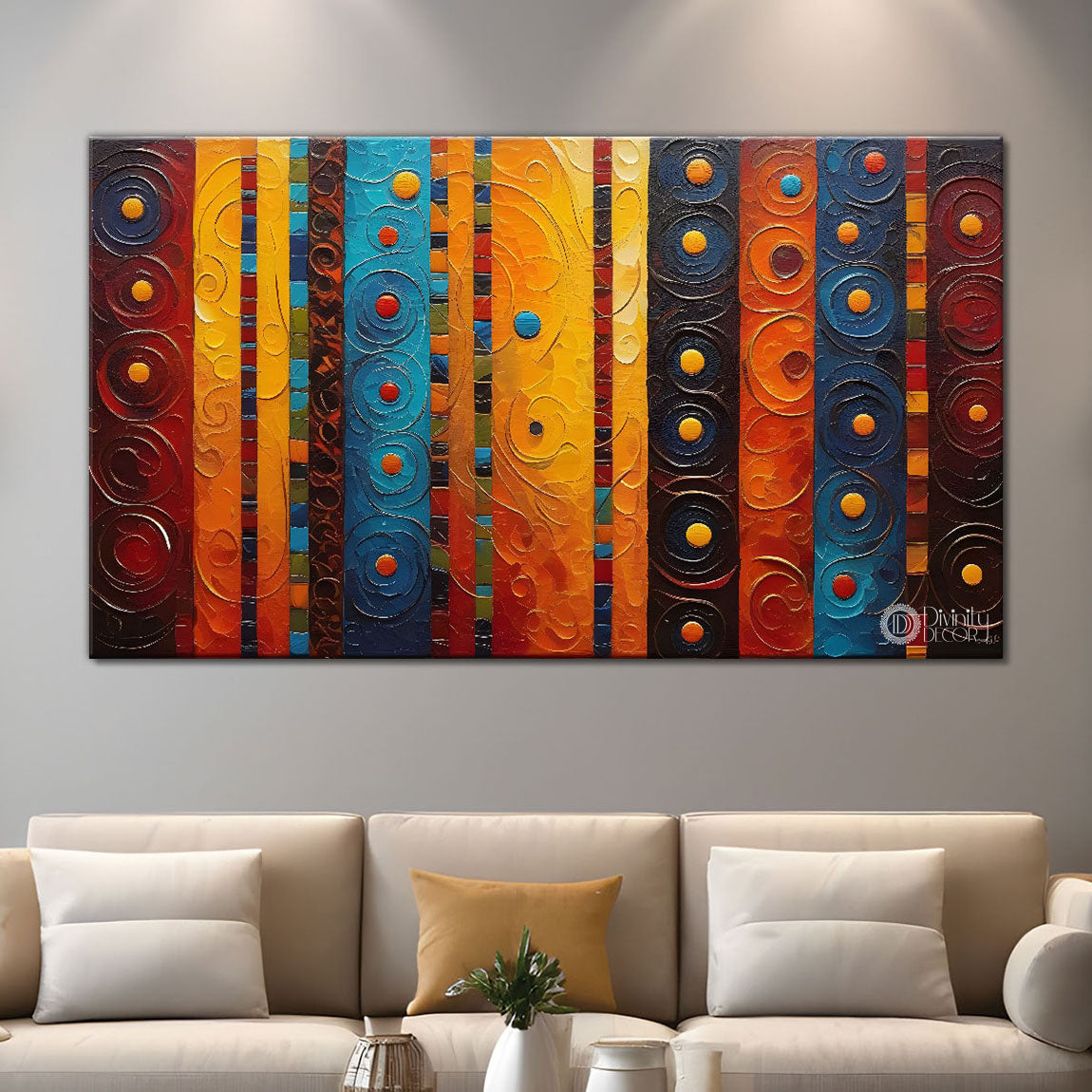 Vertical Lines textured art Canvas Painting - Design - Modern-L-88