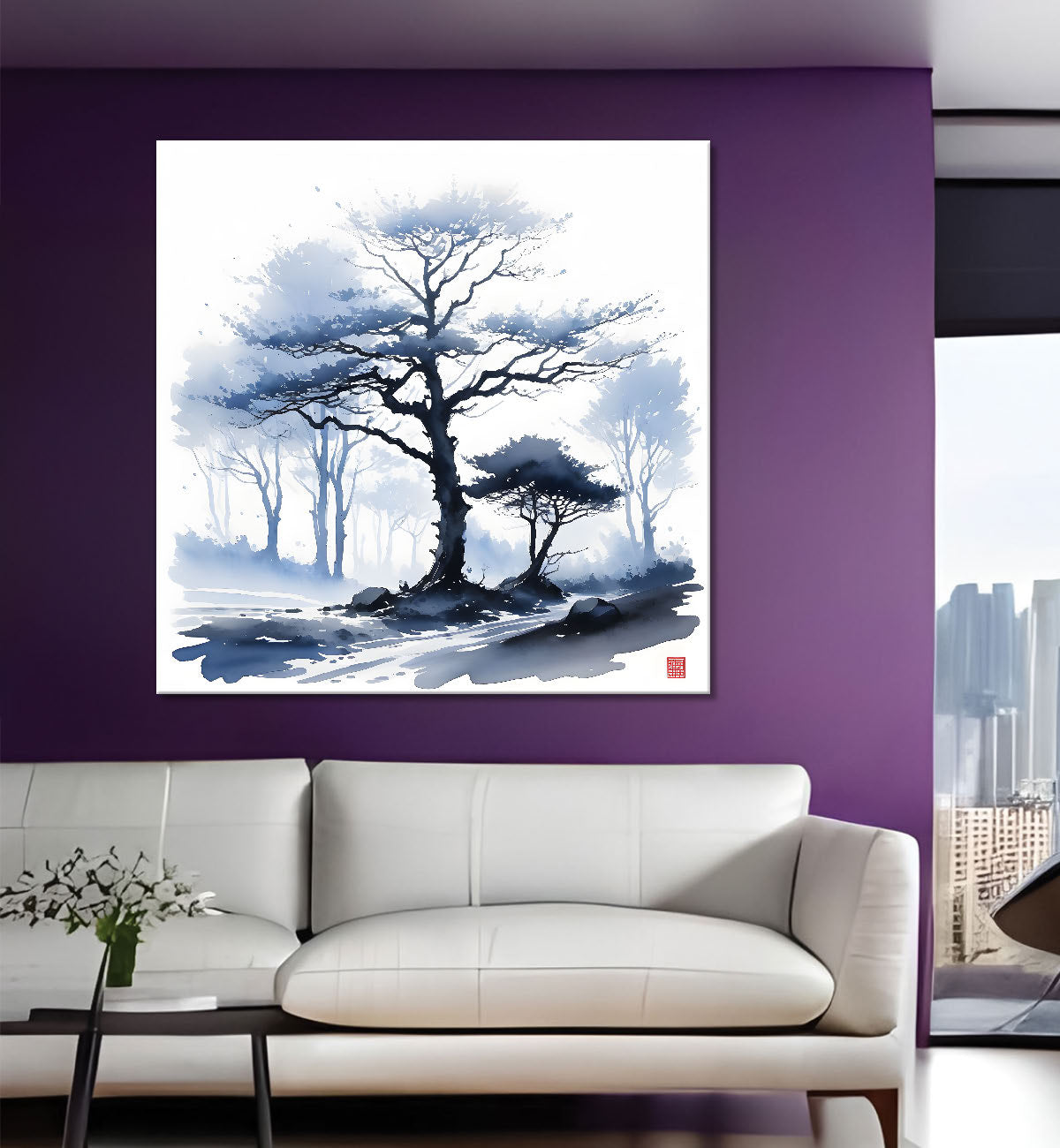 Grey tree water colour painting 24X24- Nature Art -S-88