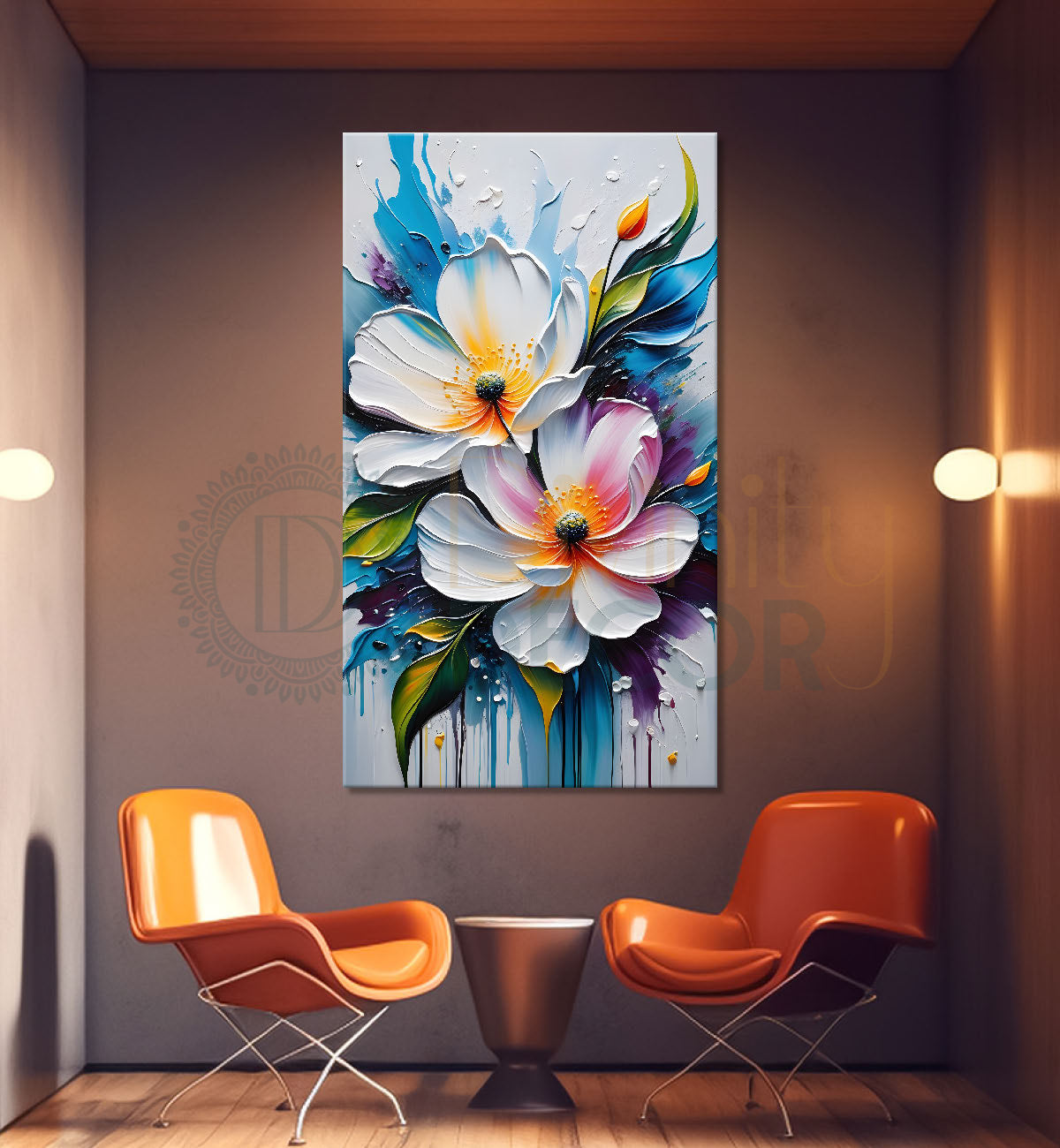 White flowers in colourful background  - Flower-V-89