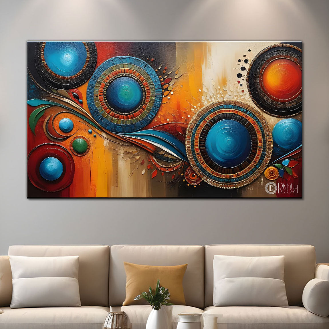 Colorful leaves textured modern art Canvas Painting - Design - Modern-L-90