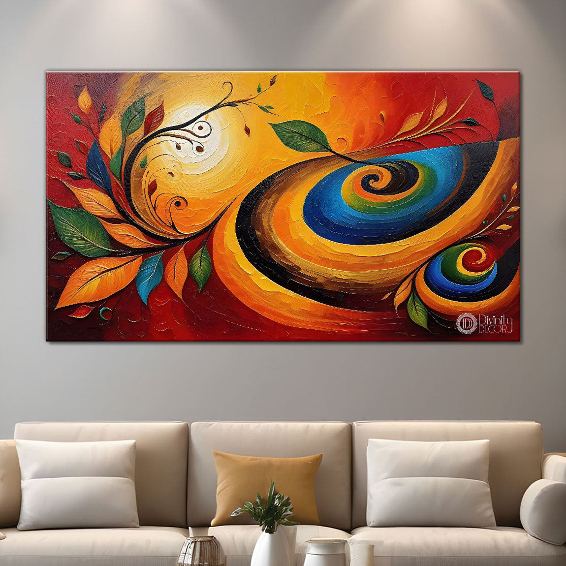 Colorful leaves textured modern art Canvas Painting - Design - Modern-L-91