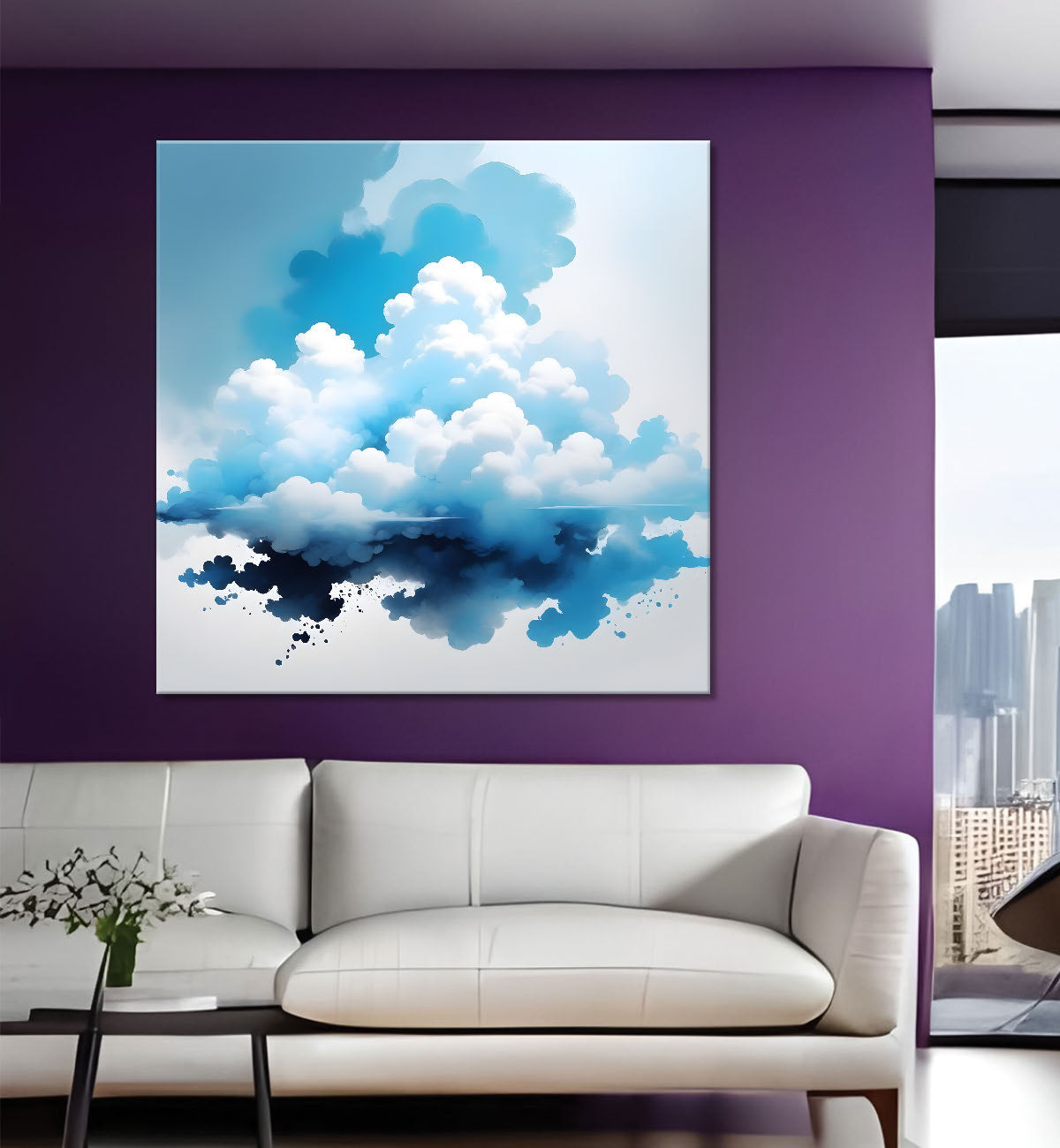 Clouds textured water colour painting 24X24- Nature Art -S-91