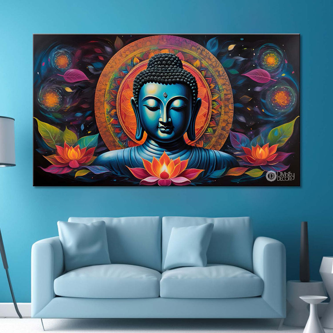 Buddha in colorful background textured painting Canvas Wall Painting - Buddha-91