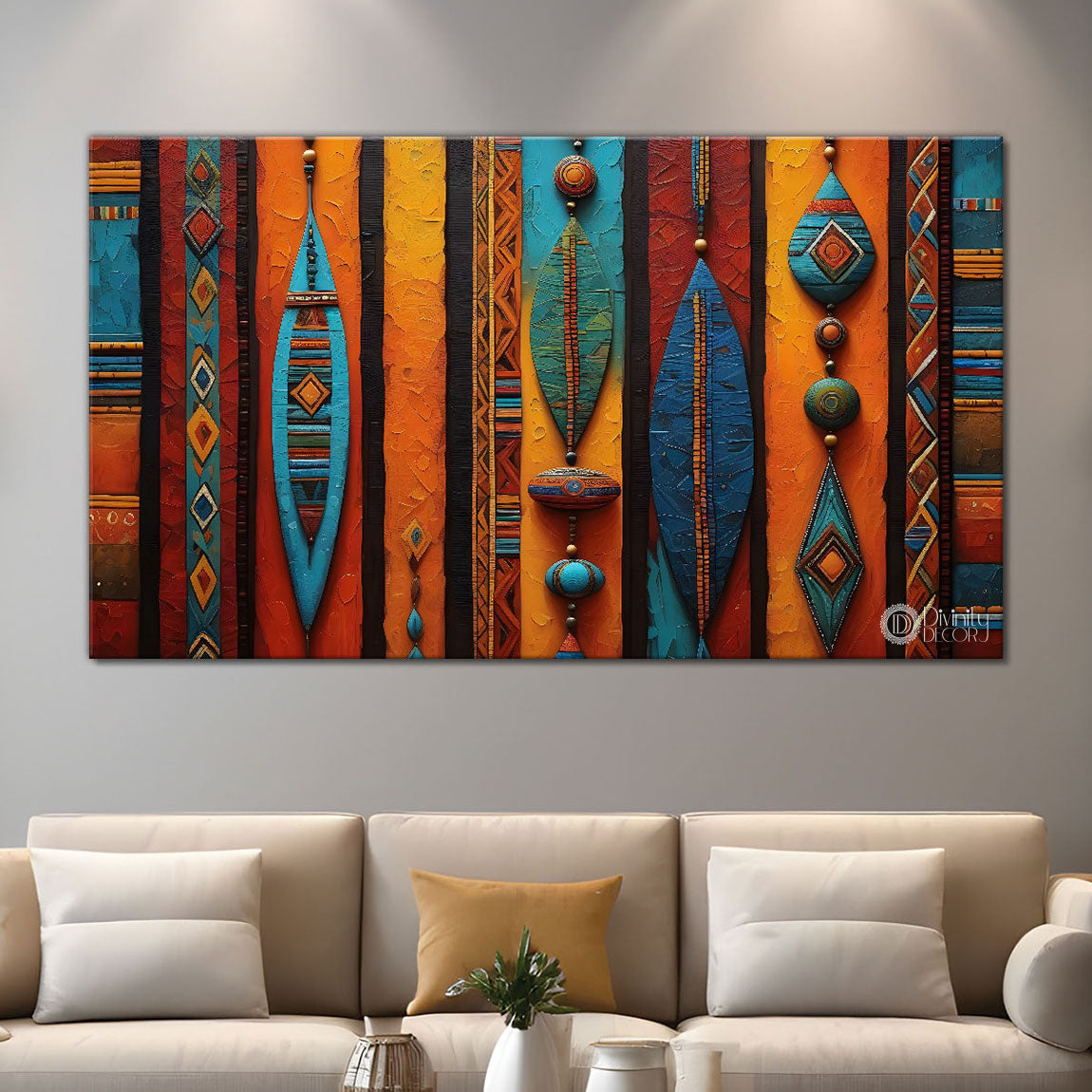 Vertical patterns modern art Canvas Painting - Design - Modern-L-92