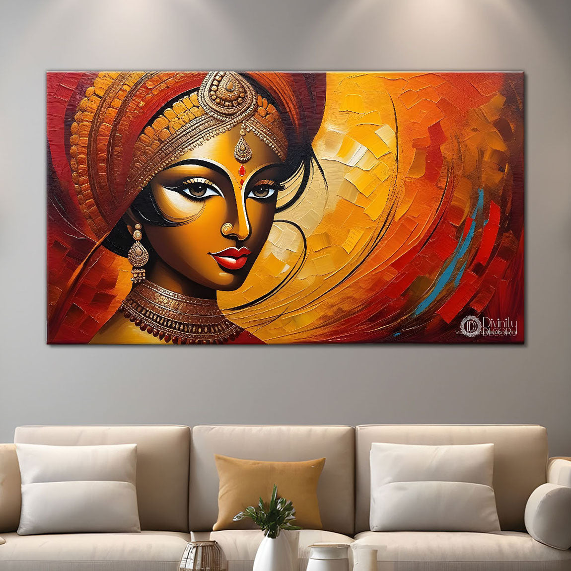 Indian woman face painting Canvas Painting - Design - Modern-L-93