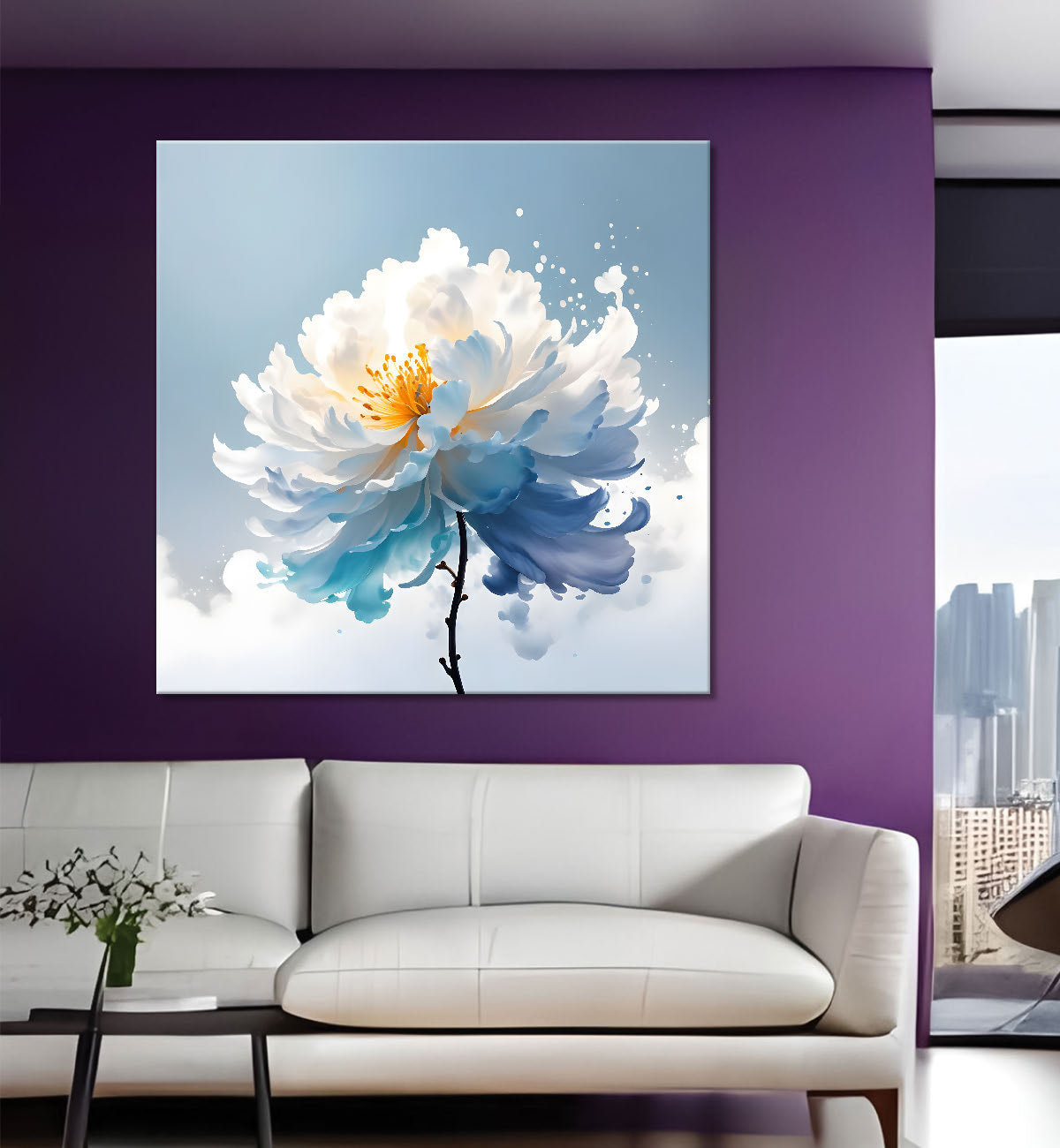 White tree in water colour painting  24X24  - Nature Art -S-94