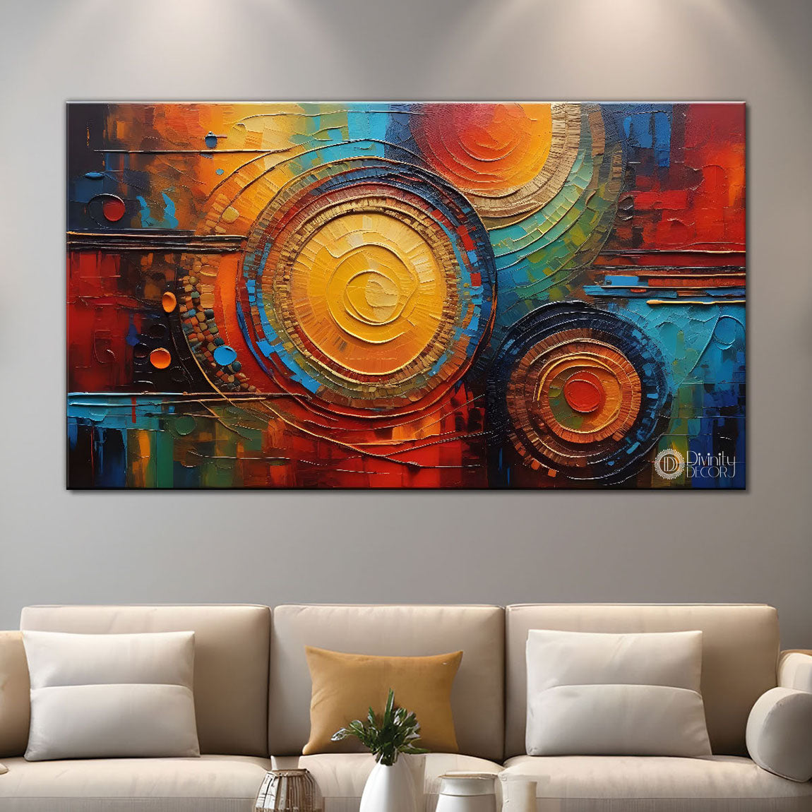 Colorful spiral textured modern art Canvas Painting - Design - Modern-L-96