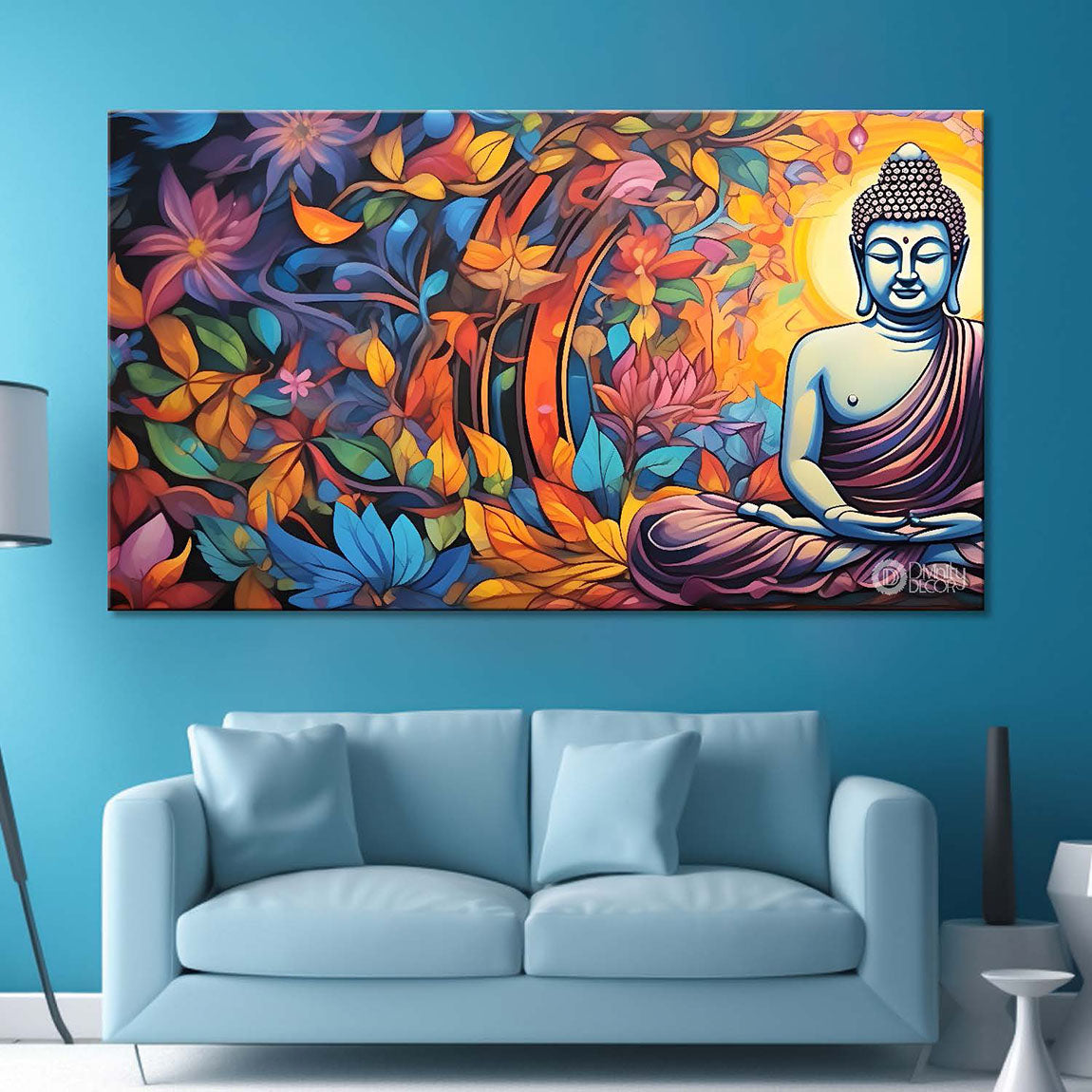 Buddha in colorful background textured painting Canvas Wall Painting - Buddha-96