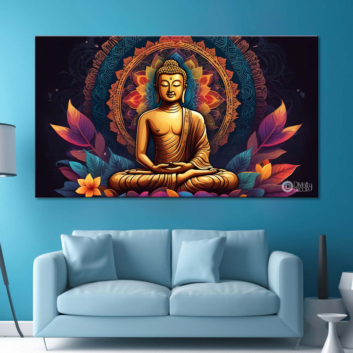 Buddha in colorful background textured painting Canvas Wall Painting - Buddha-97