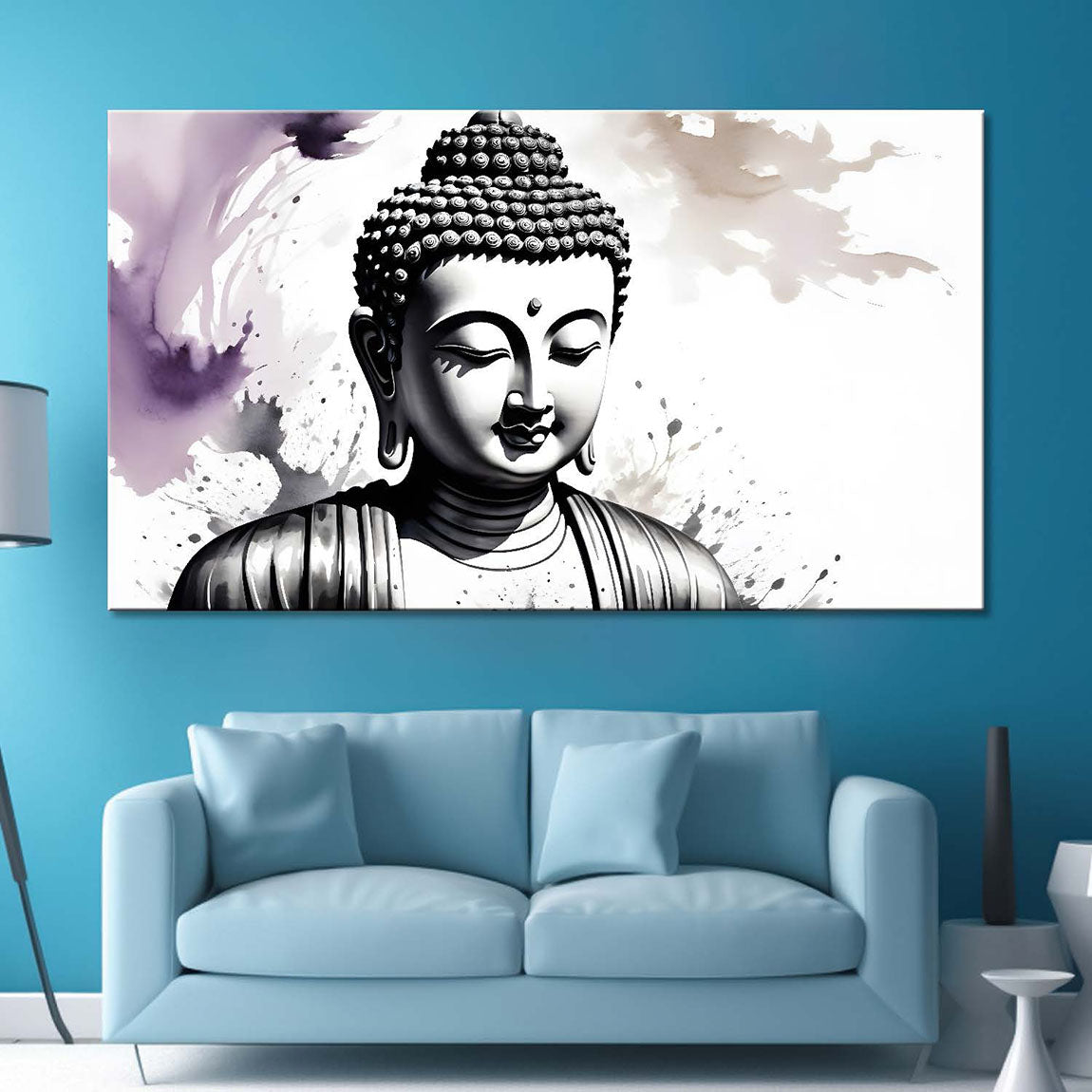 Black and white buddha textured painting Canvas Wall Painting - Buddha-98