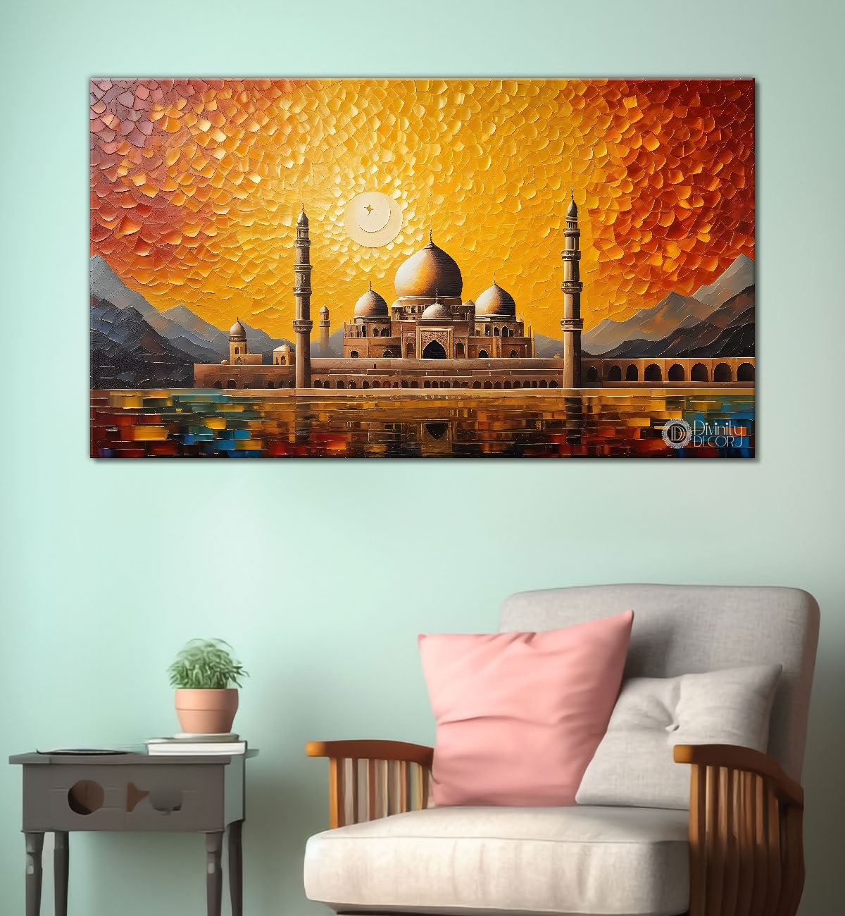 Islamic mosque in bright textured oil painting Canvas Painting - Islamic paintings - 10