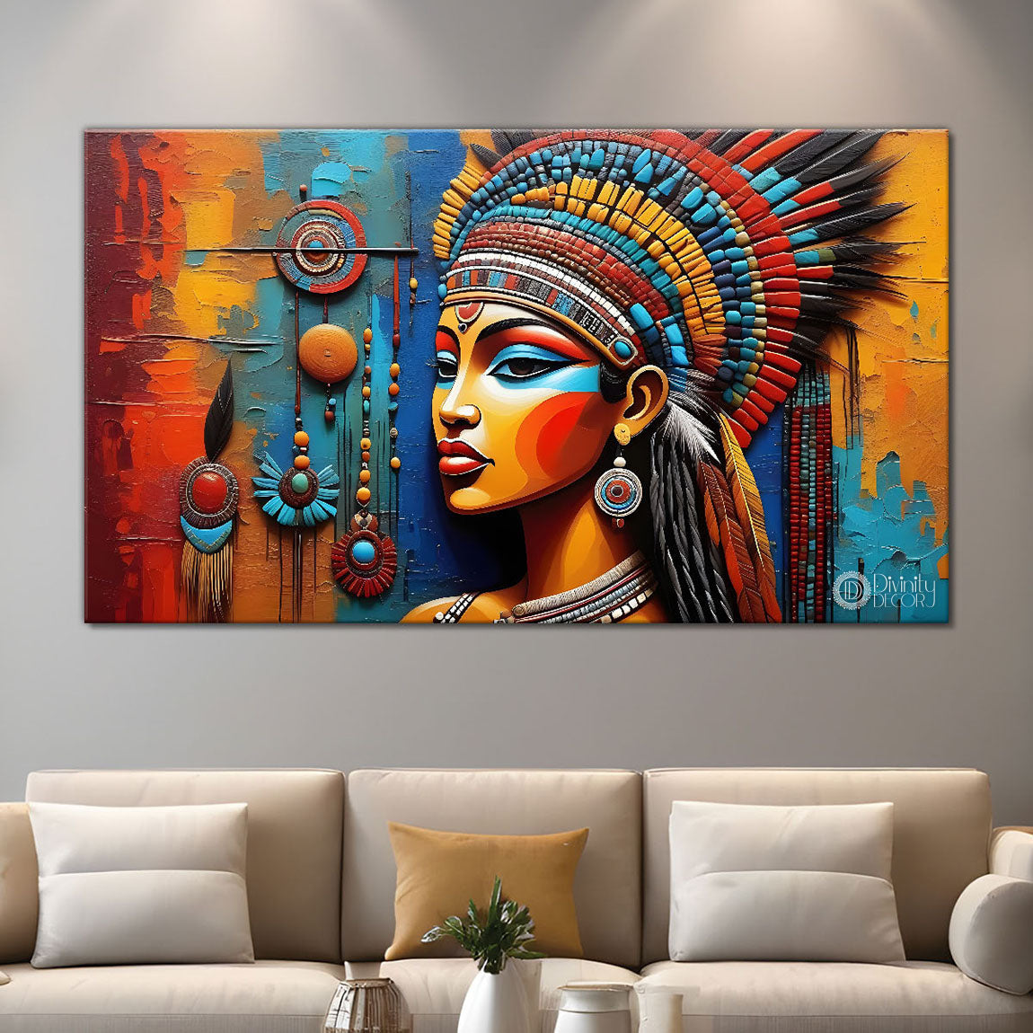 Tribal woman textured art Canvas Painting - Design - Modern-L-100