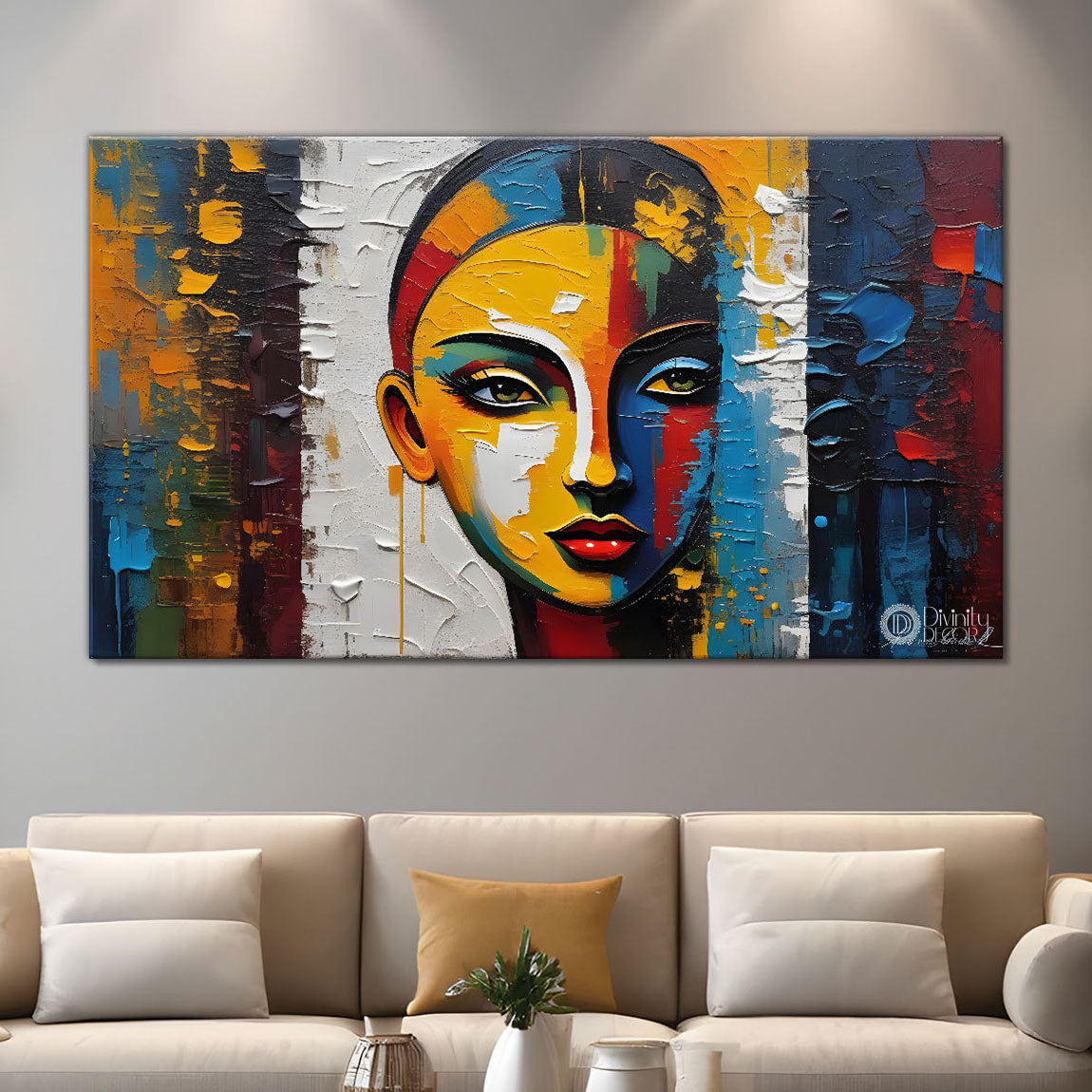 Modern girl face painting Canvas Painting - Design - Modern-L-101