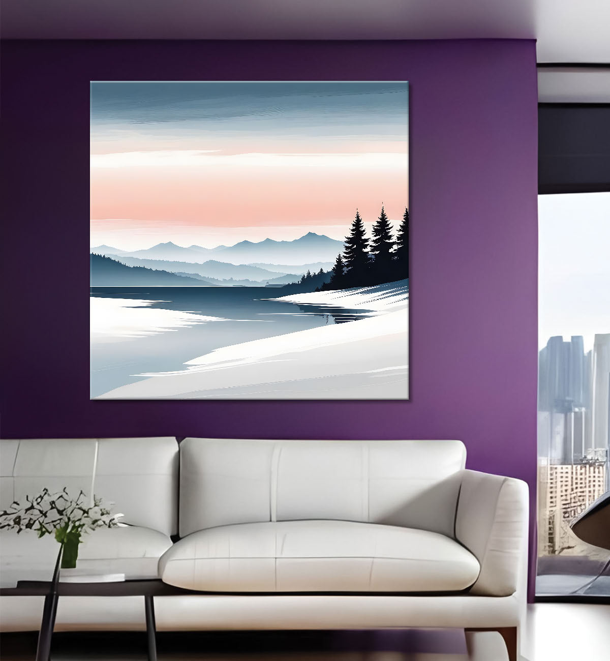 Beach with sea water colour painting - Nature Art -S-104