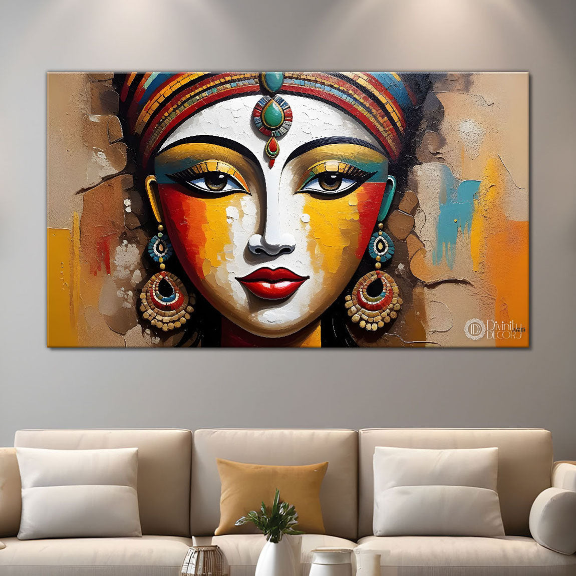 Woman face textured art Canvas Painting - Design - Modern-L-105