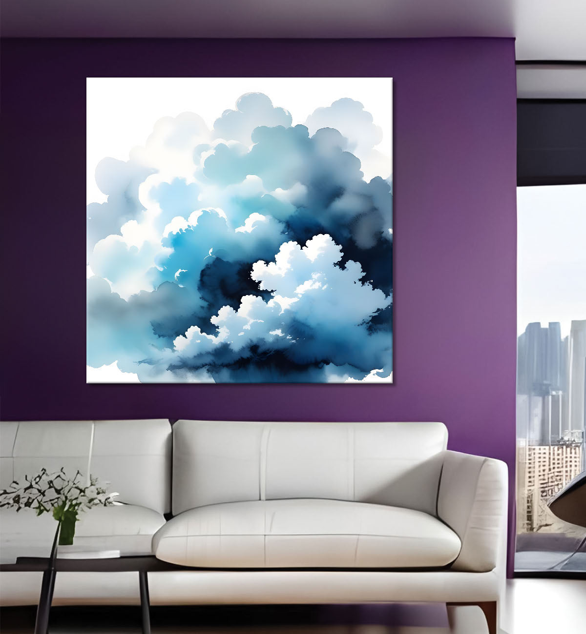 Clouds textured water colour painting 24X24  - Nature Art -S-105