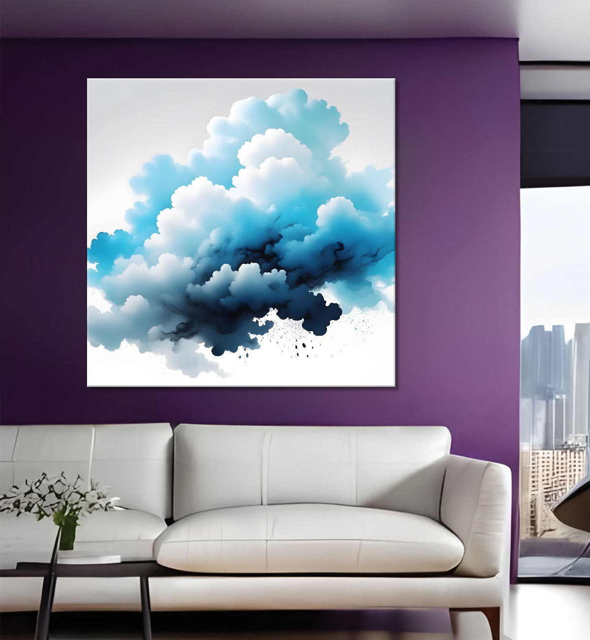 Clouds textured water colour painting 24X24  - Nature Art -S-107