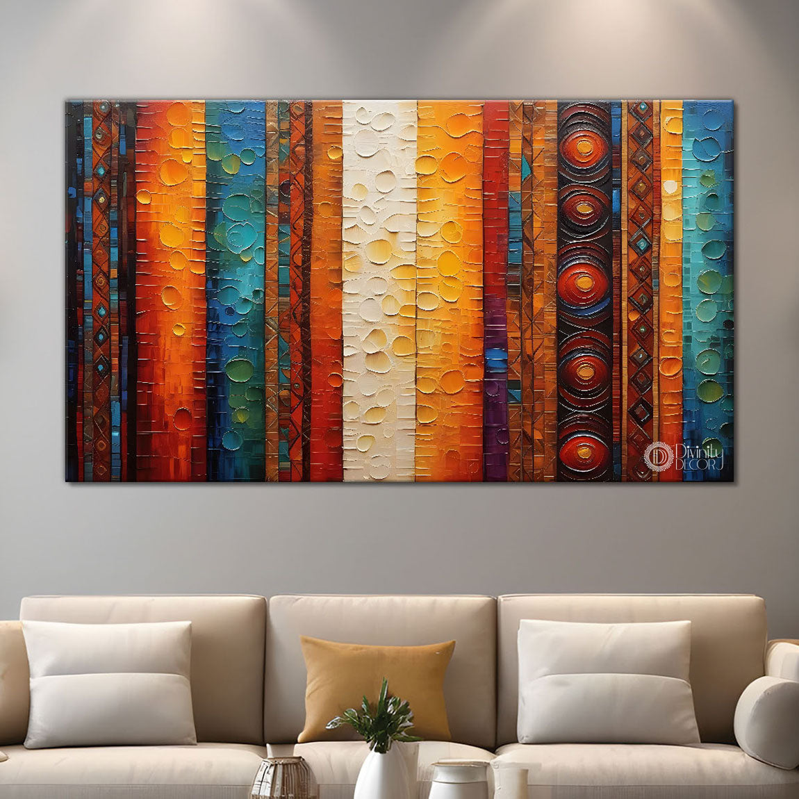 Lines in different pattern art Canvas Painting - Design - Modern-L-110
