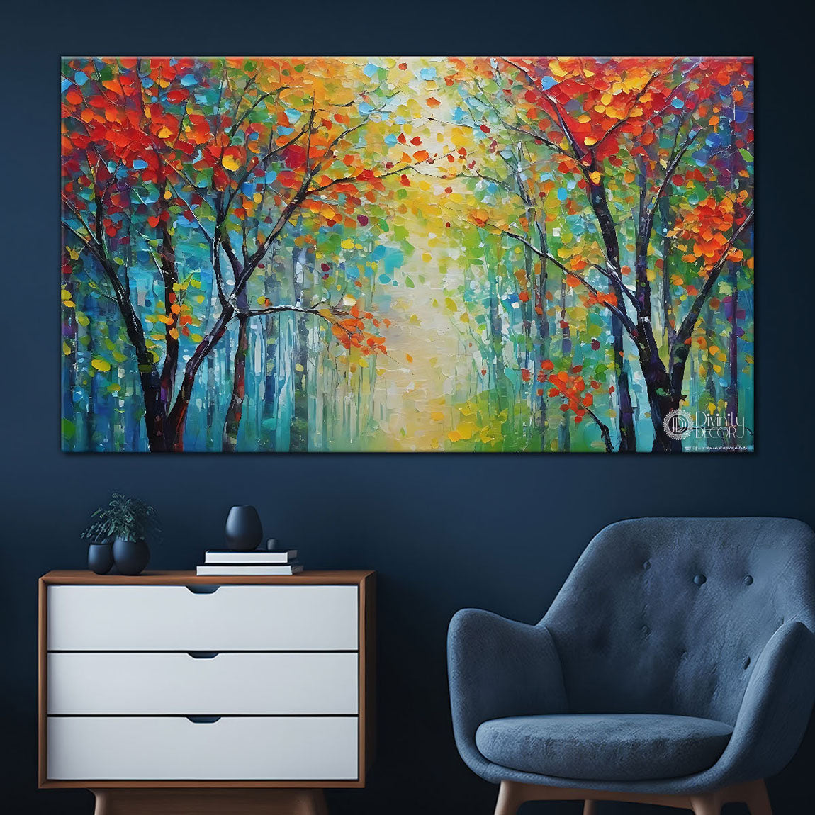 Orange trees in textured natural painting Canvas Painting - Nature Art -116