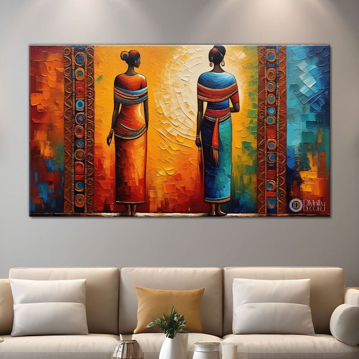 Tribal women textured art Canvas Painting - Design - Modern-L-118