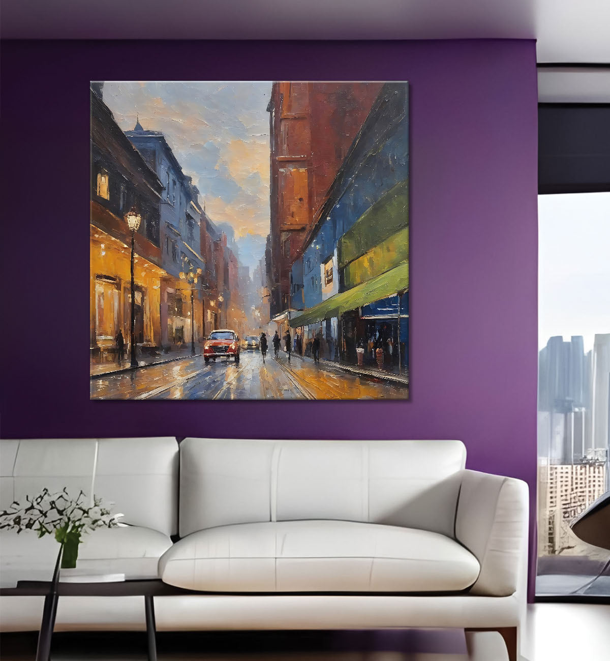 City view in water colour painting 24X24 - Nature Art -S-122