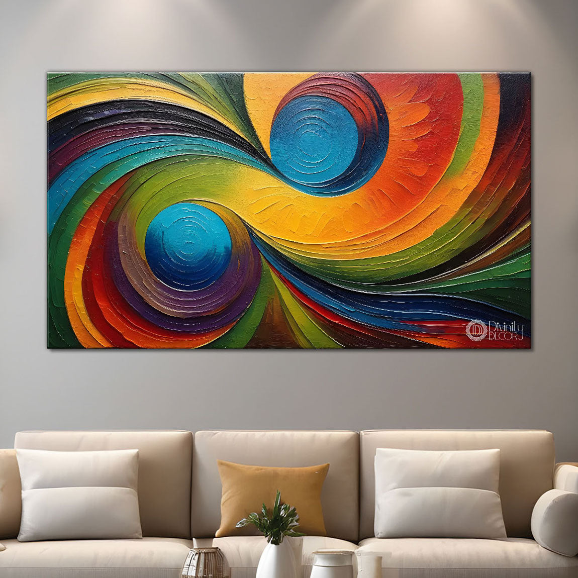 Beautiful waves textured art Canvas Painting - Design - Modern-L-123