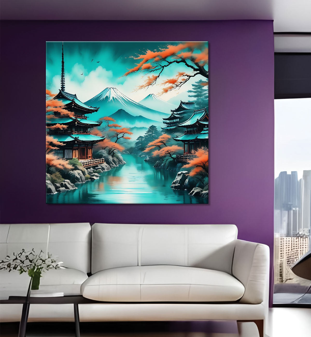 Mountain and the tree painting 24X24 - Nature Art -S-123