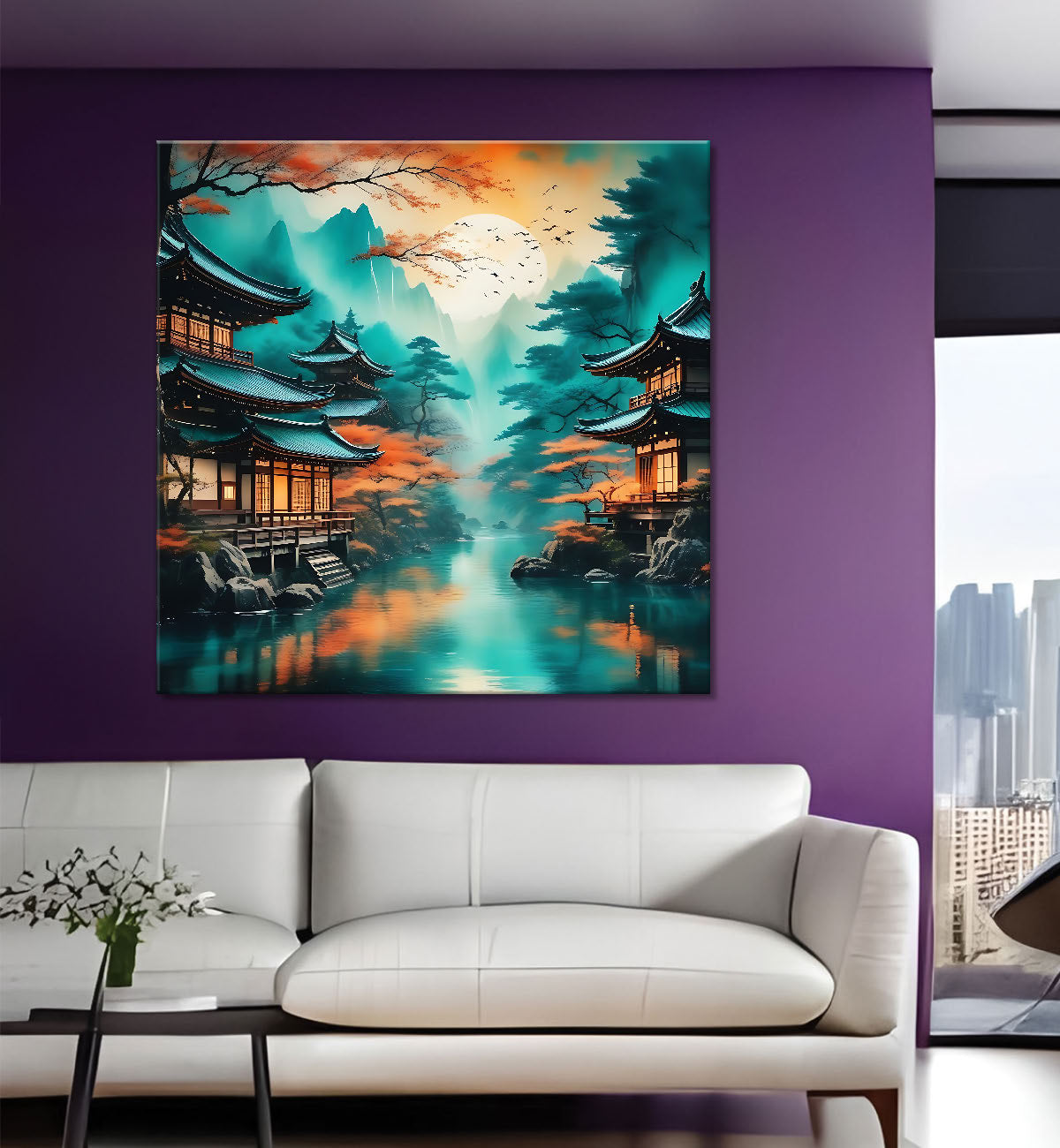 Mountain and the tree painting 24X24 - Nature Art -S-124