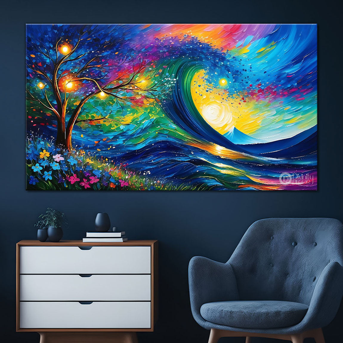 Colorful mountains in textured scenery art Canvas Painting - Nature Art -125